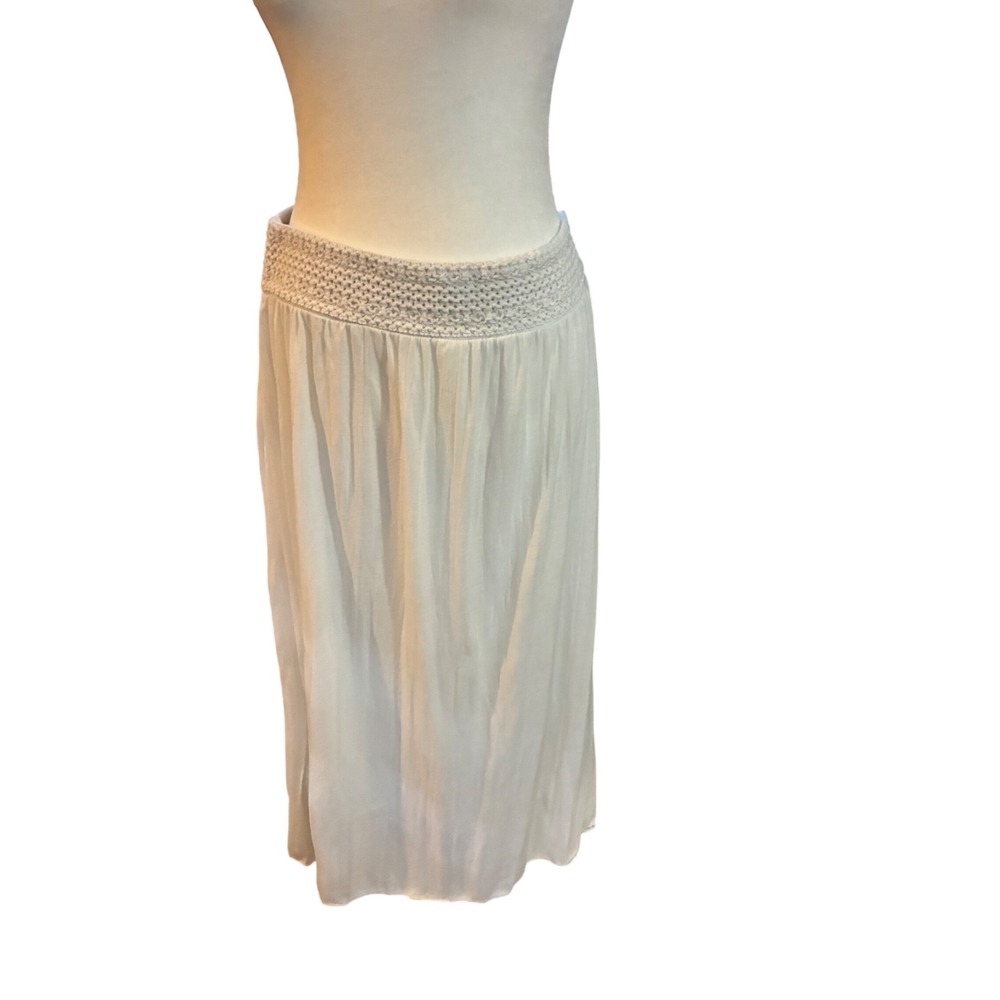 Faded Glory White Crochet Waist Midi Skirt Plus Size 1X 16W Boho Flowy Gauze